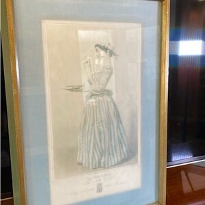 Lithograph Les Filles d Evel Wood Framed Series by E. Gamhart Junin.